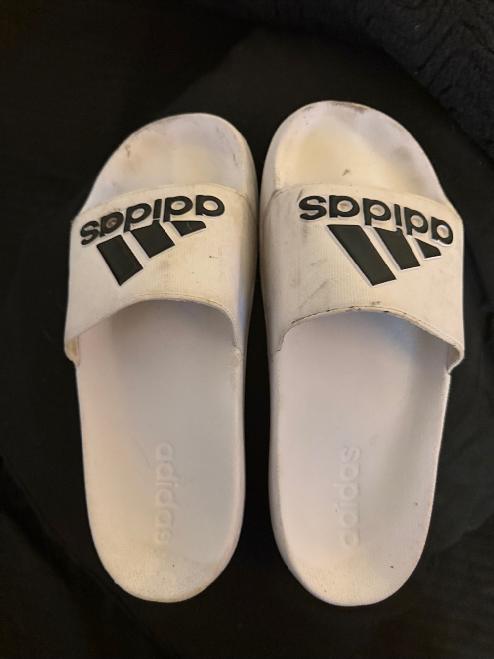 adidas White and Black womens Slide Sandals